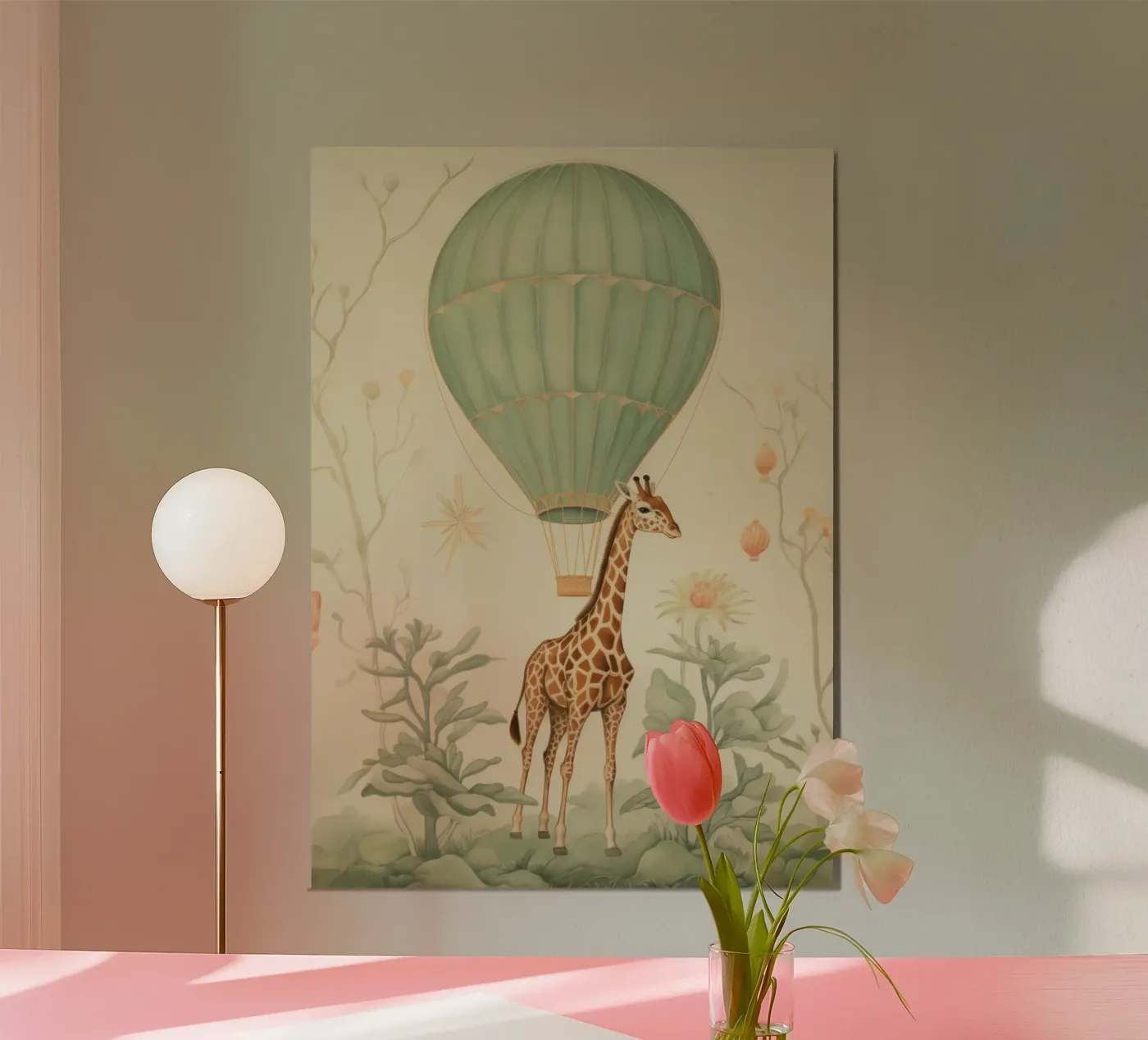 Giraffa con mongolfiera poster da IamHomeStudio