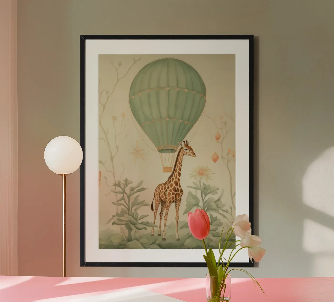 Giraffa con mongolfiera poster da IamHomeStudio