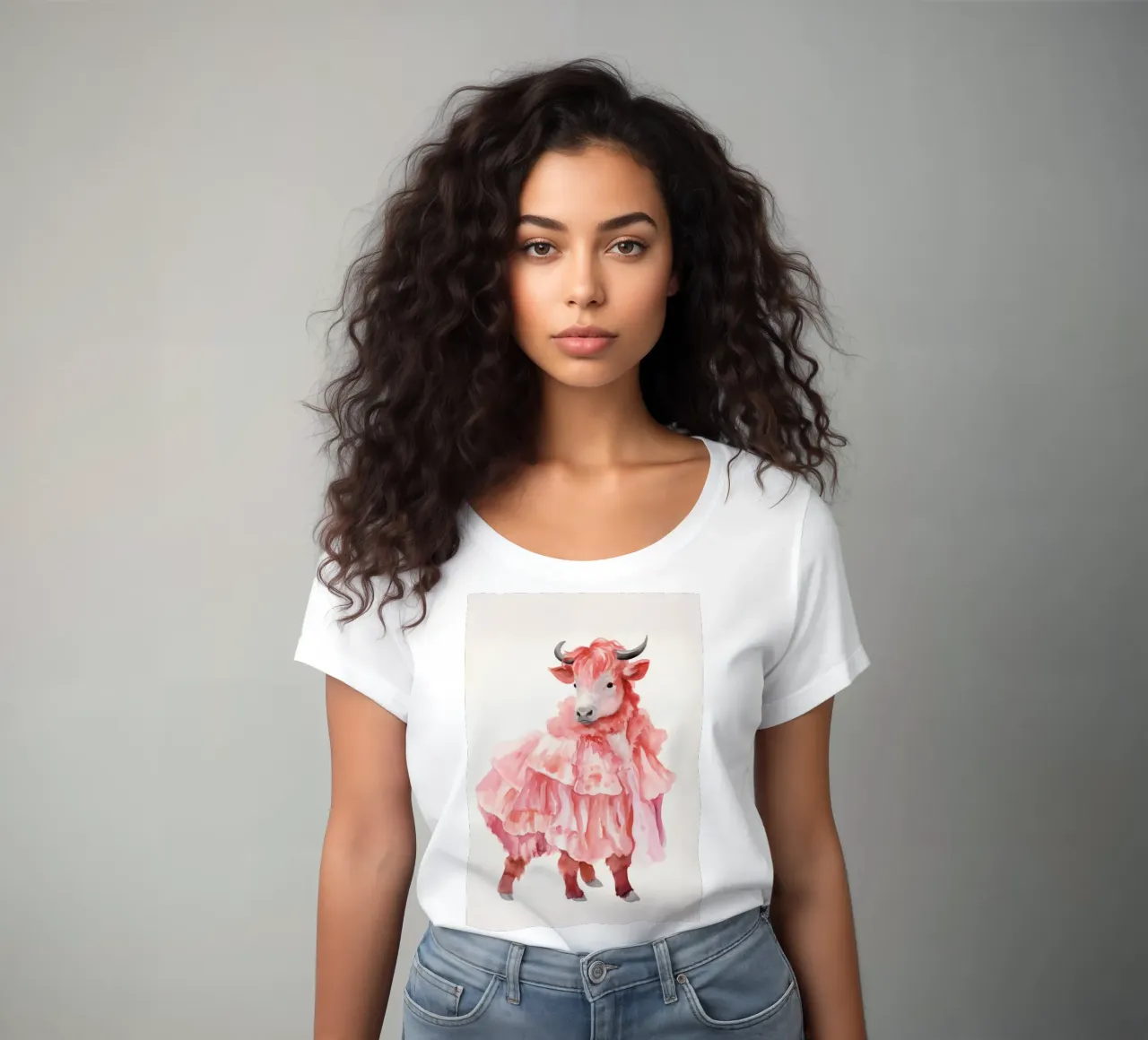 Mucca in rosa t-shirt da donna da IamHomeStudio