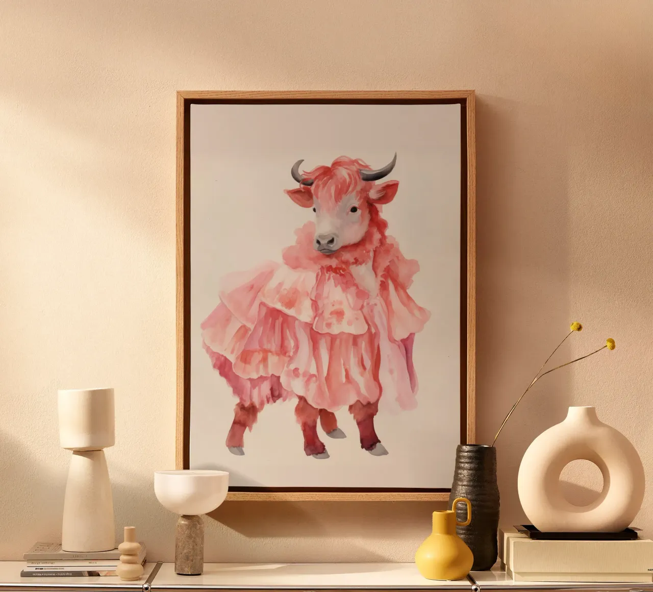 Mucca in rosa tela da IamHomeStudio