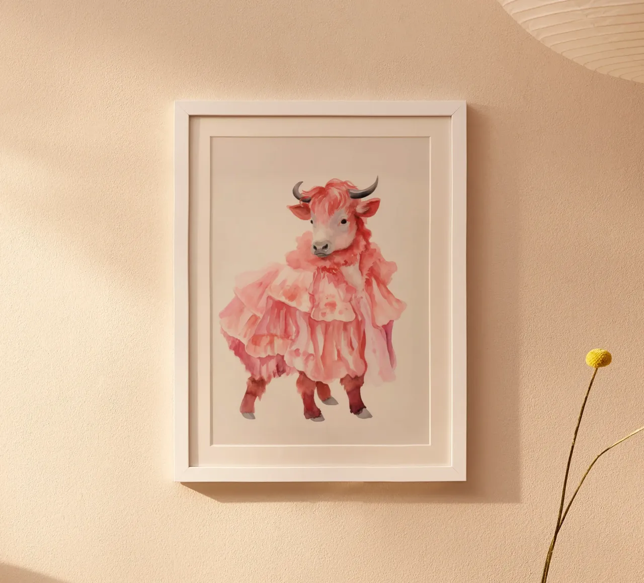 Mucca in rosa carta hahnemühle da IamHomeStudio