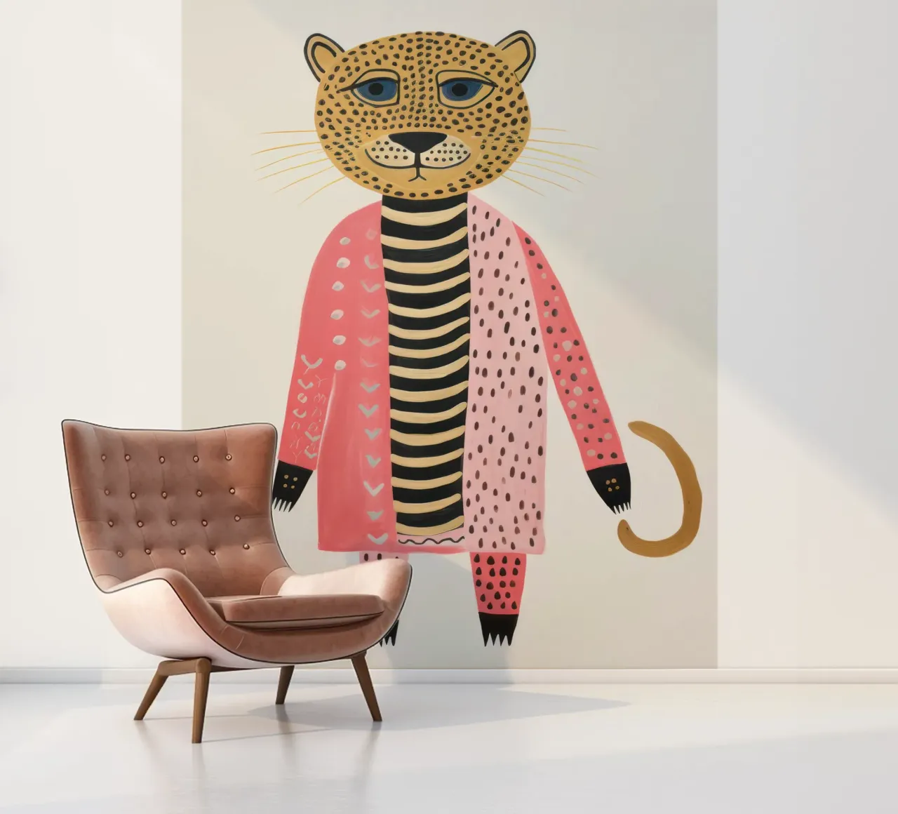 Cute Leopard fotobehang van IamHomeStudio