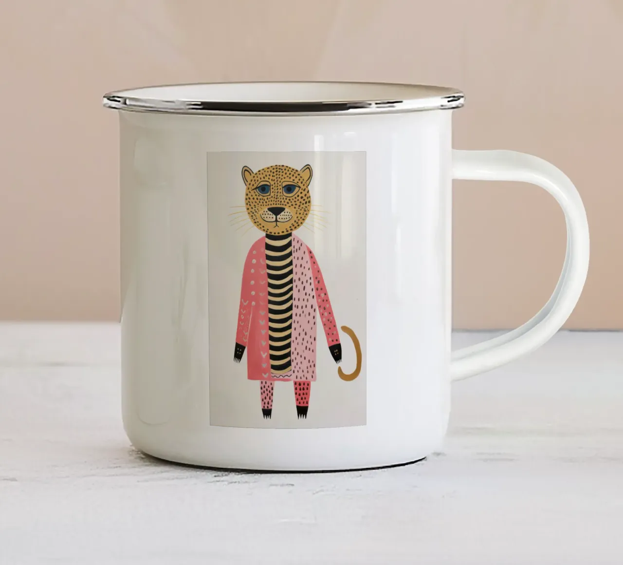 Leopardo carino tazza in smalto da IamHomeStudio