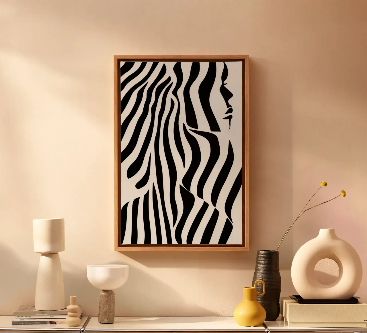 Portrait de femme abstrait avec zébrures toile avec Caisse américaine de Autofocus