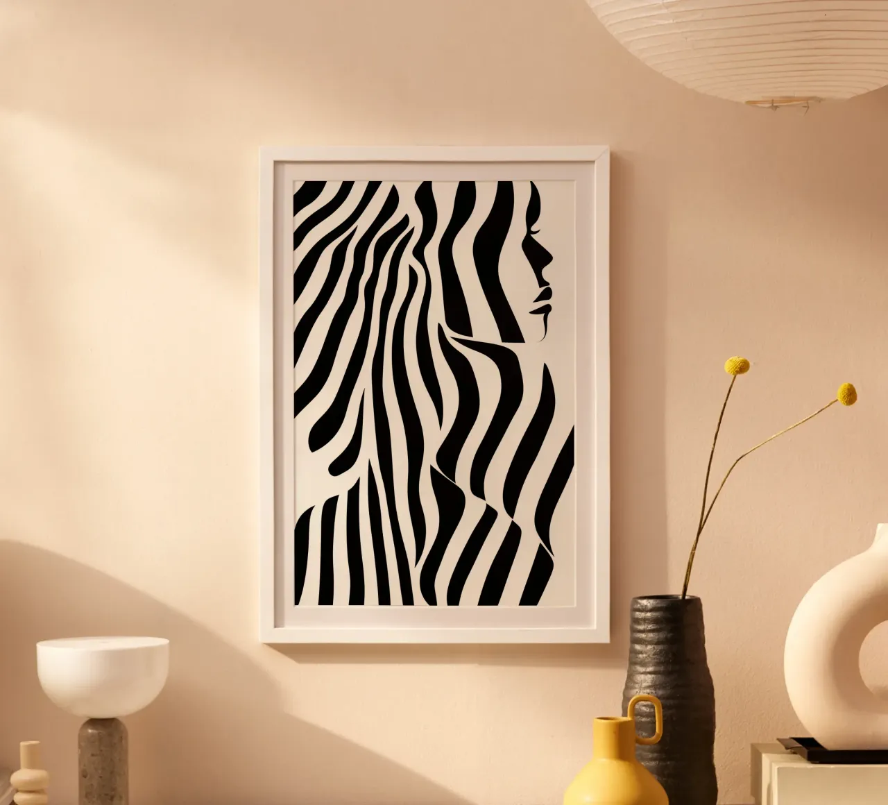 Abstract portrait of a woman with zebra stripes poster by Autofocus