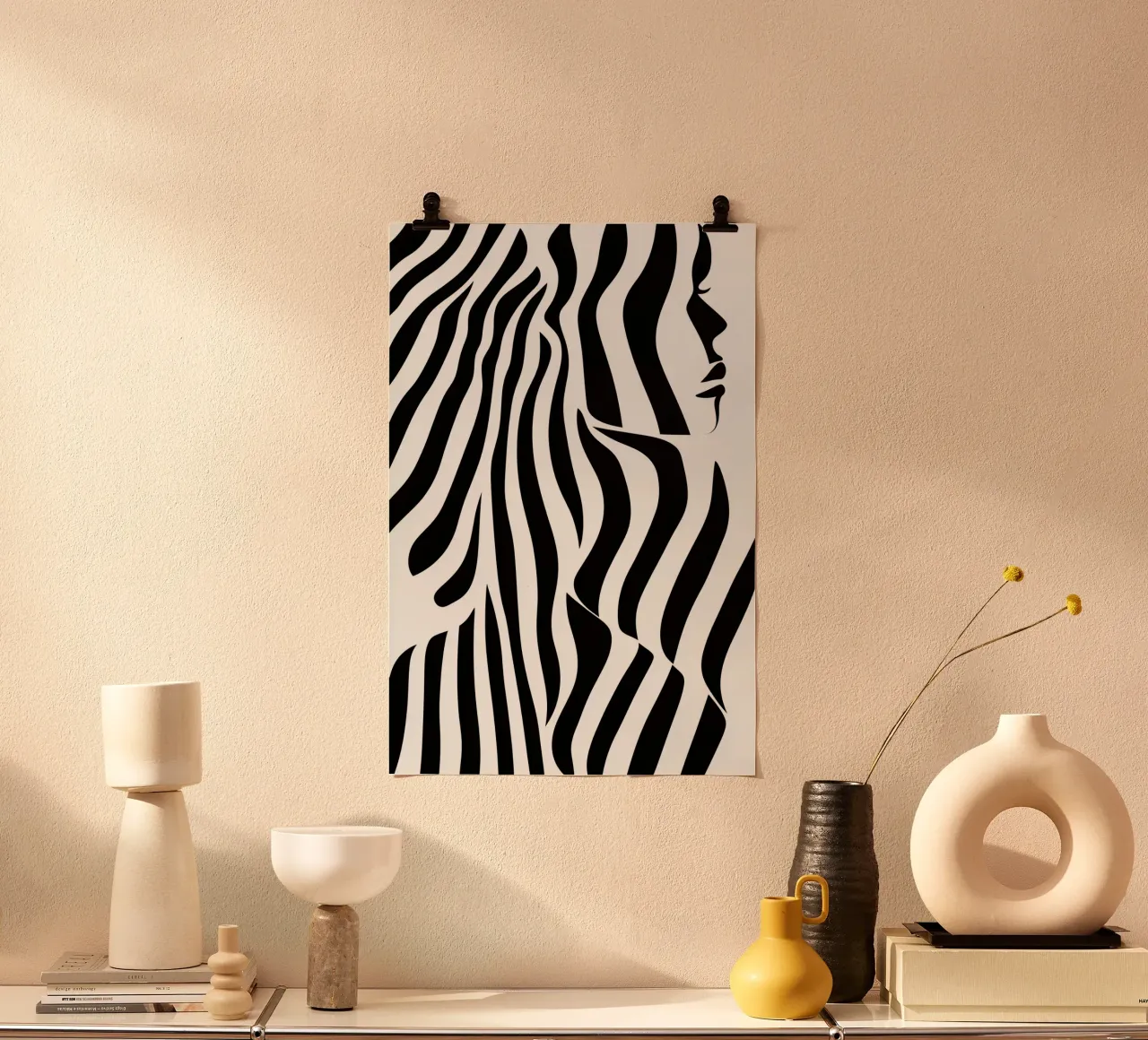 Abstract portrait of a woman with zebra stripes poster by Autofocus