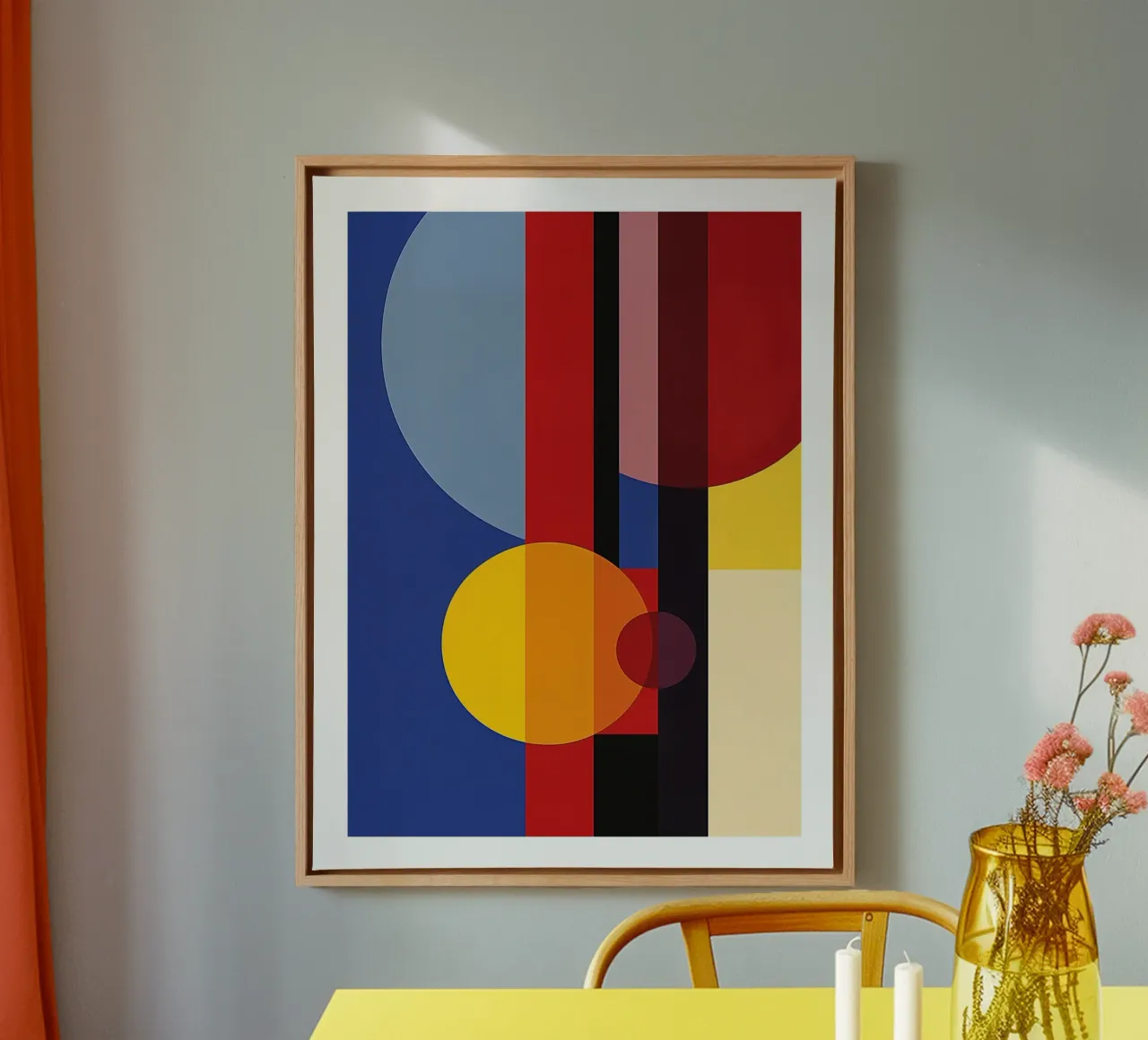 Geometric Abstract canvas with Floater frame by DWA