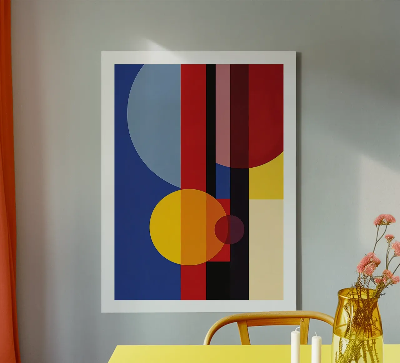 Geometric Abstract canvas with Floater frame by DWA