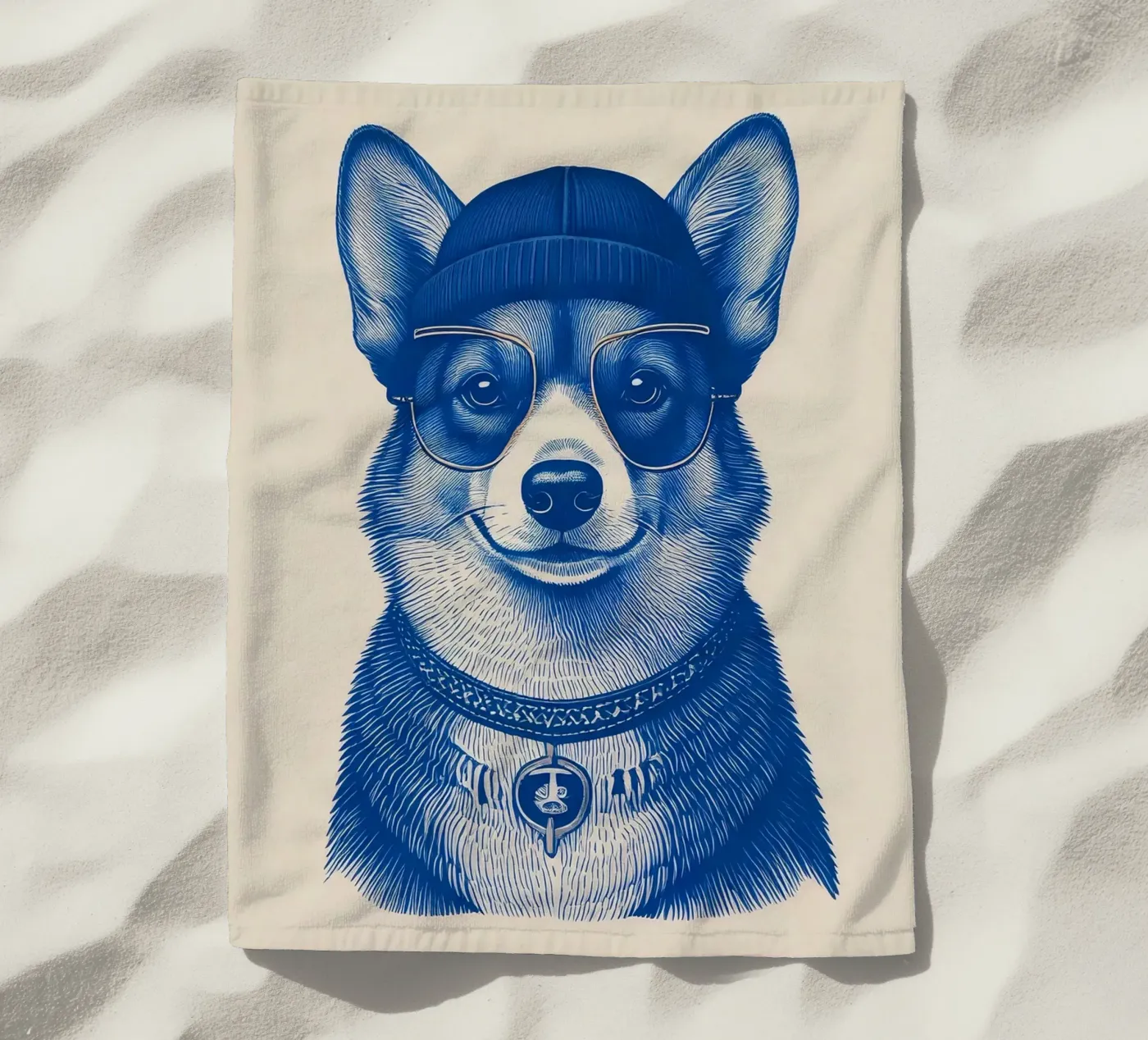 Blue Corgi telo mare da tylerstudio