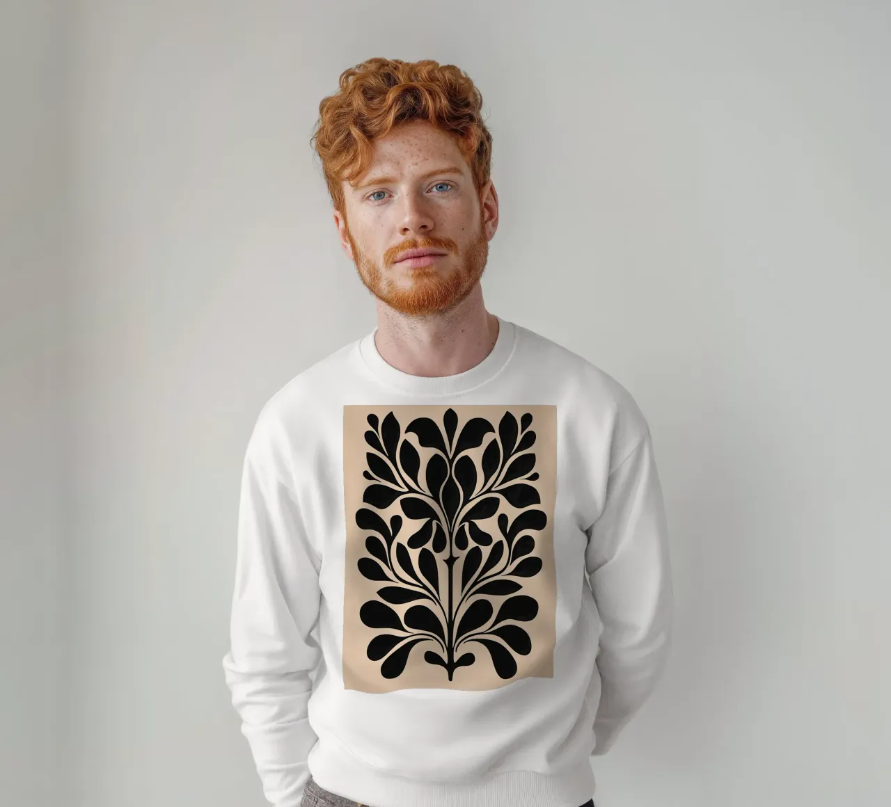 Metà secolo Beige Nero Botanico felpa da IamHomeStudio