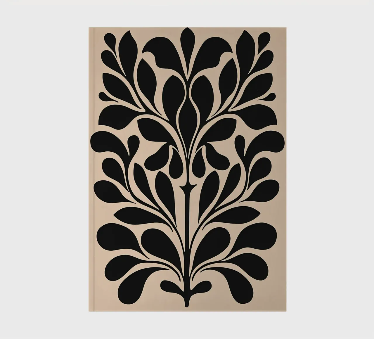 Mid Century Beige Black Botanical notebook by IamHomeStudio