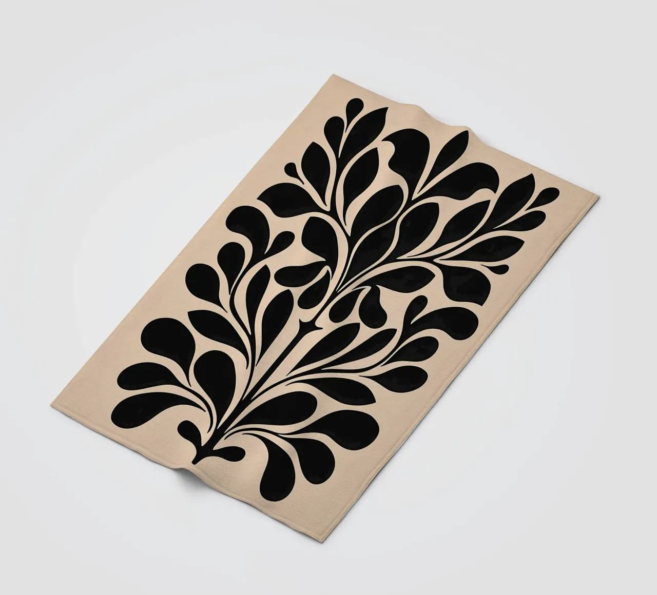 Metà secolo Beige Nero Botanico coperta in pile da IamHomeStudio