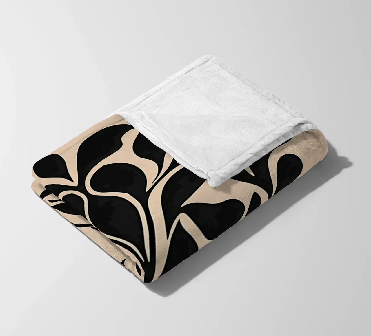Metà secolo Beige Nero Botanico coperta in pile da IamHomeStudio
