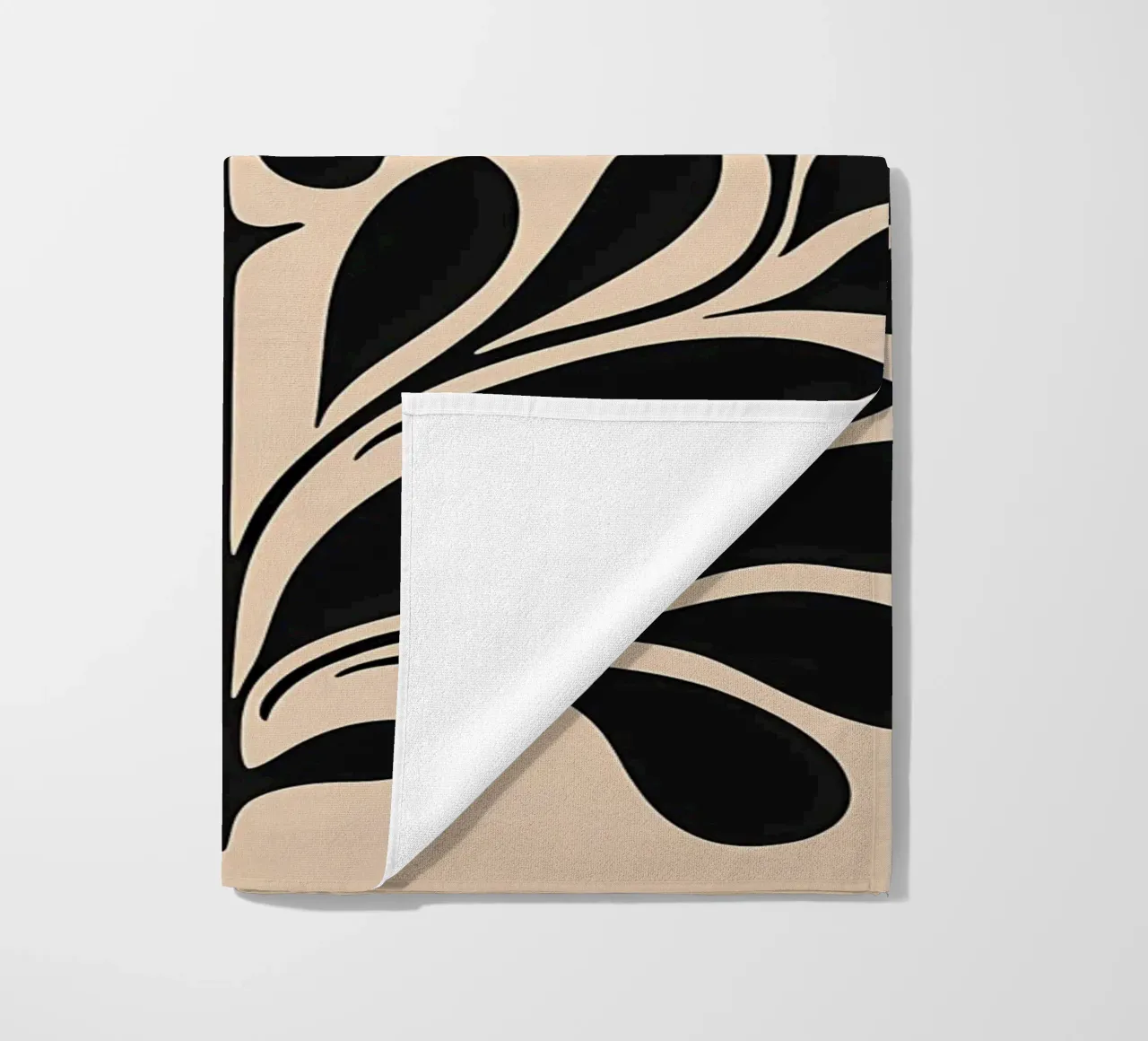 Metà secolo Beige Nero Botanico telo mare da IamHomeStudio