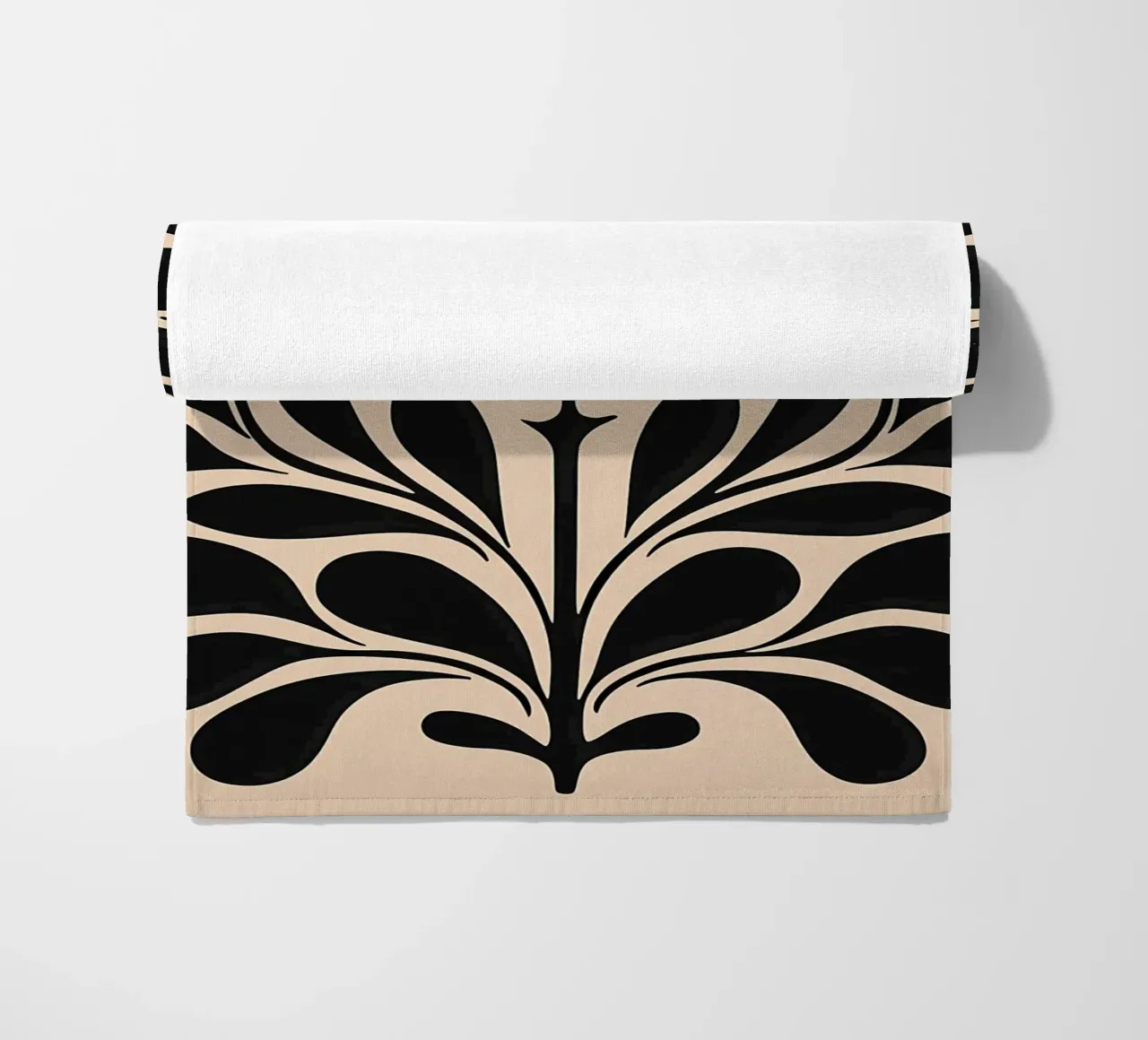 Metà secolo Beige Nero Botanico telo mare da IamHomeStudio