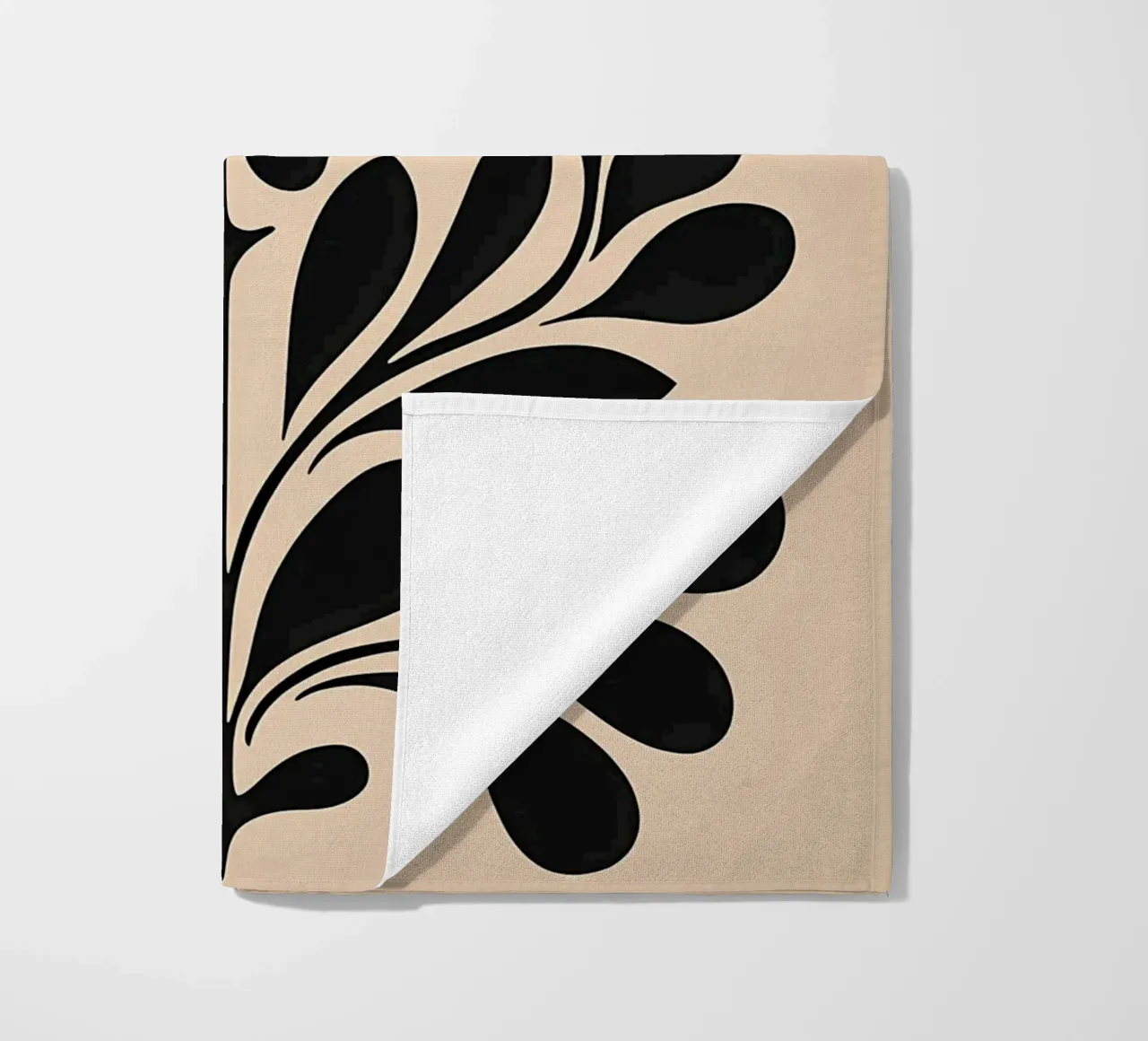 Metà secolo Beige Nero Botanico telo mare da IamHomeStudio