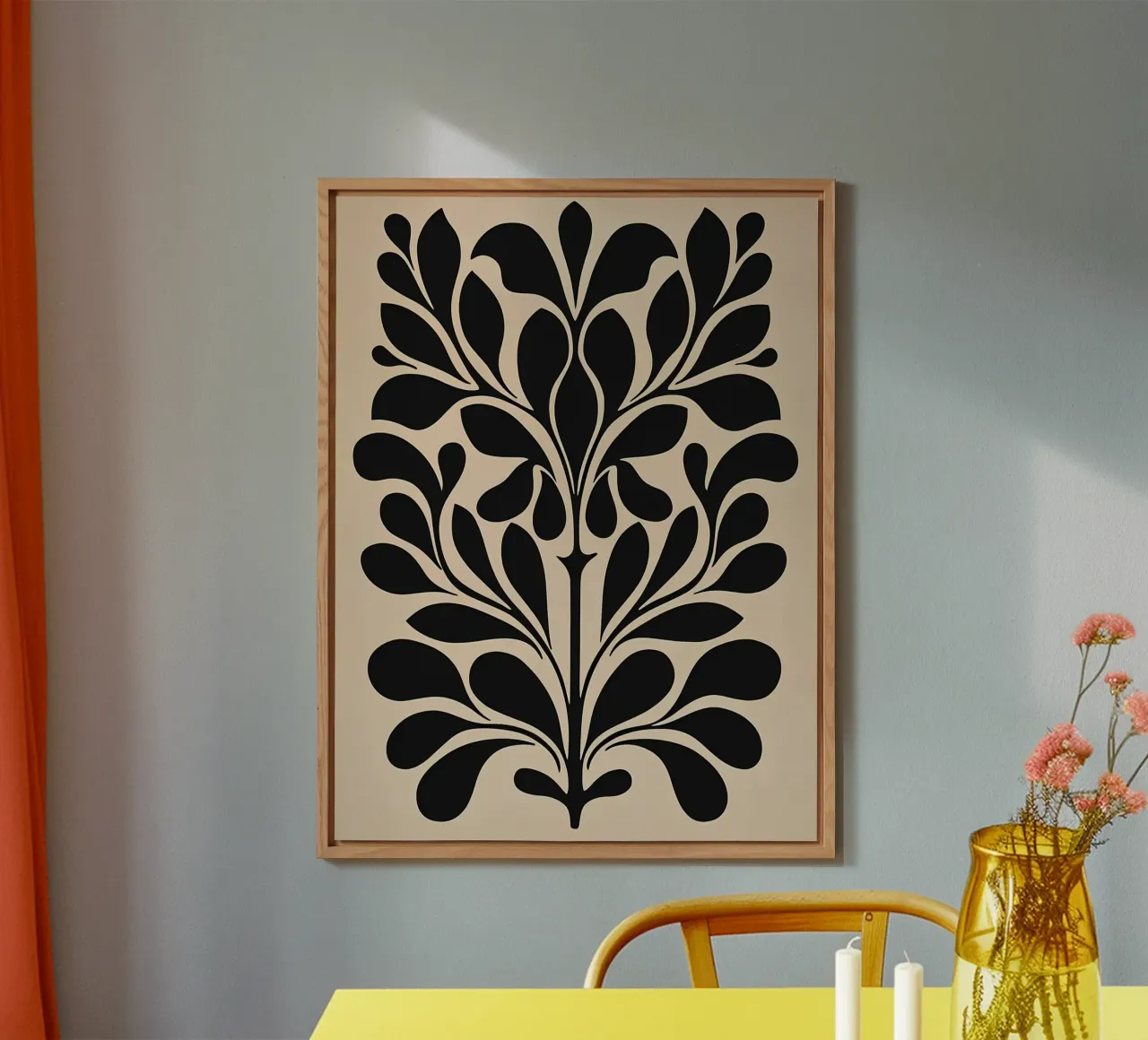Metà secolo Beige Nero Botanico alluminio dibond da IamHomeStudio