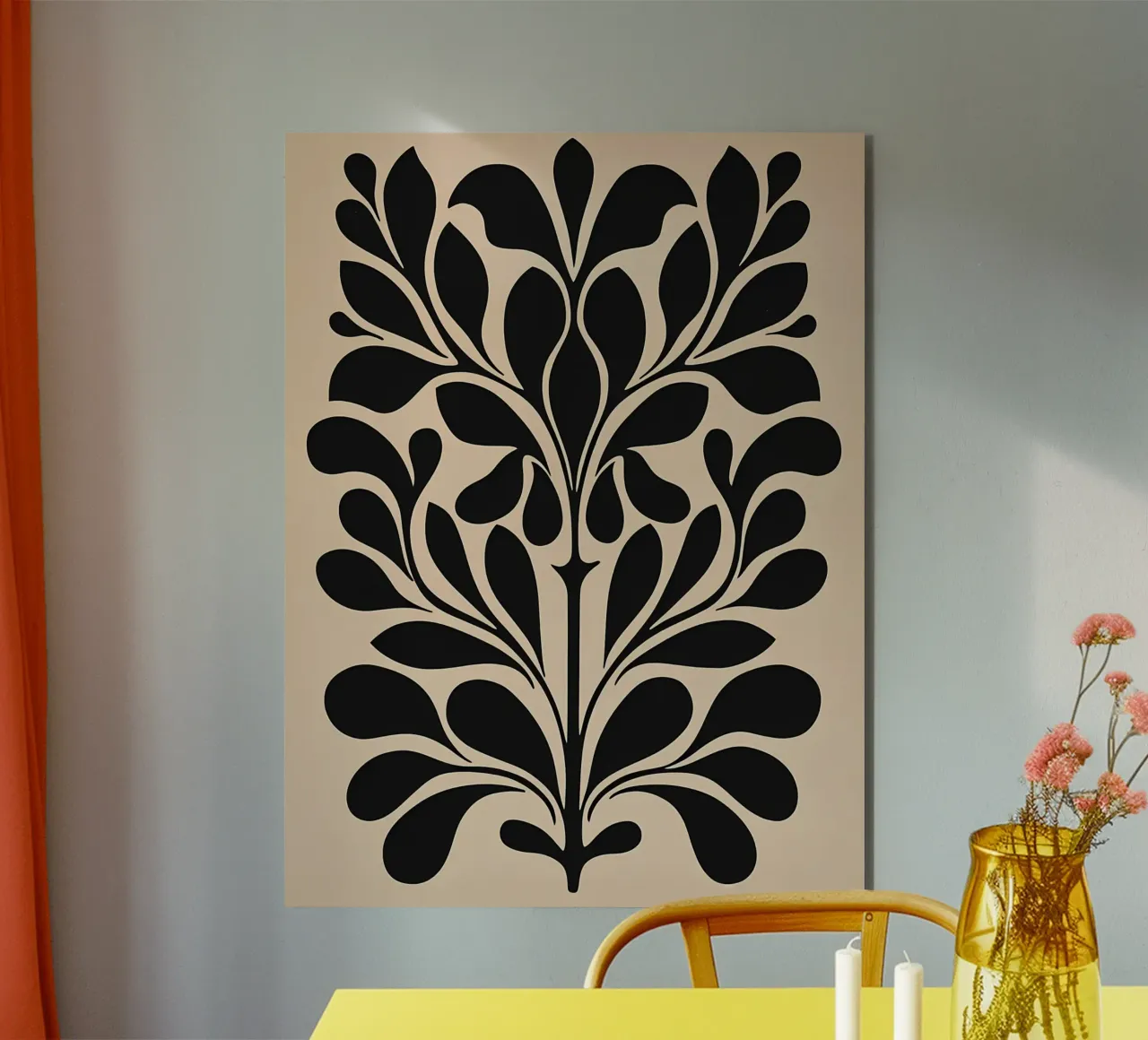 Metà secolo Beige Nero Botanico alluminio dibond da IamHomeStudio