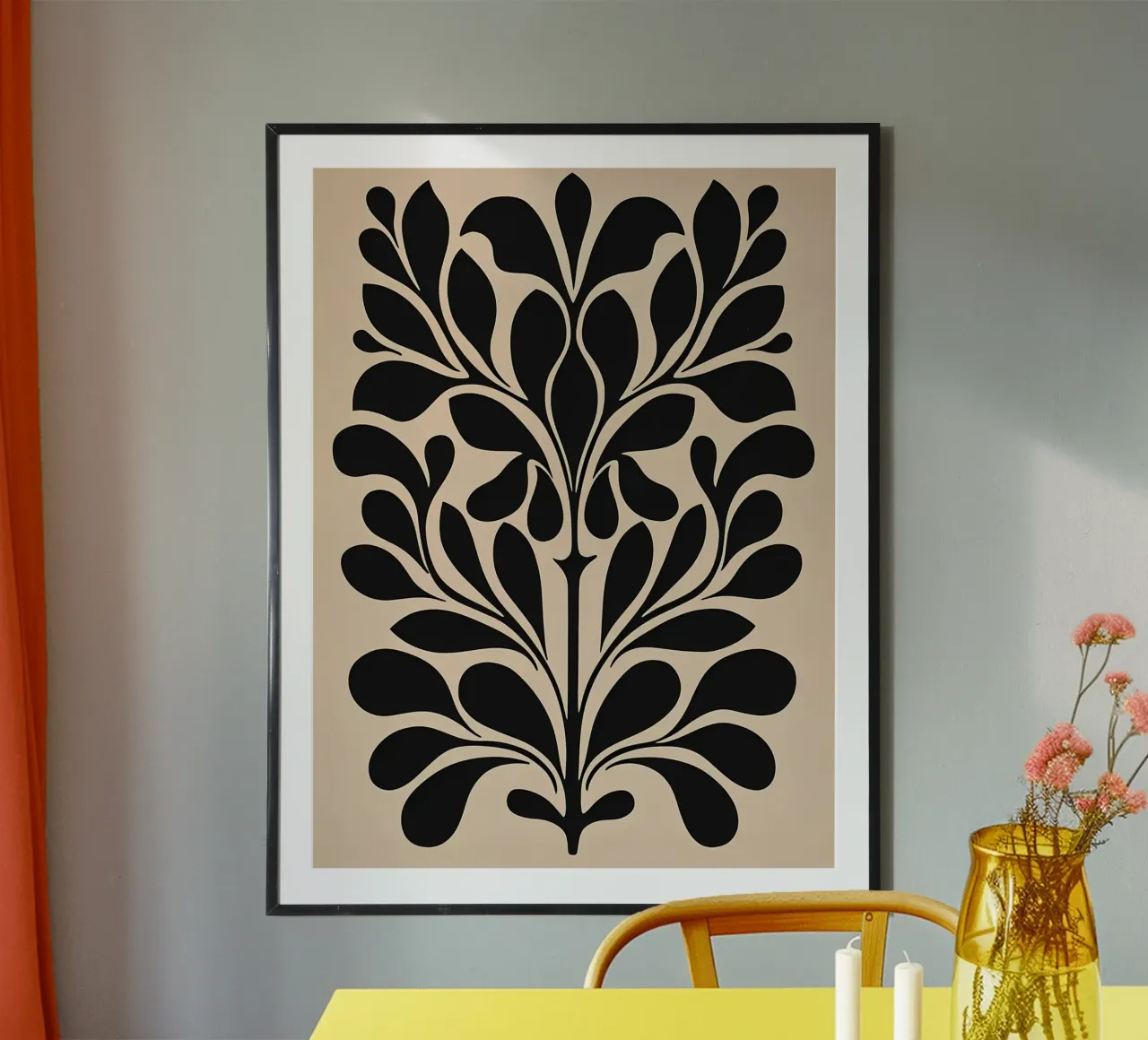 Metà secolo Beige Nero Botanico carta hahnemühle da IamHomeStudio