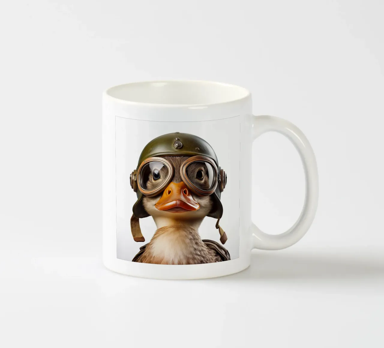 Daring Duck with Helmet Wall Art – Unique and Playful Decor ceramic mug by FlexiDesignsByK