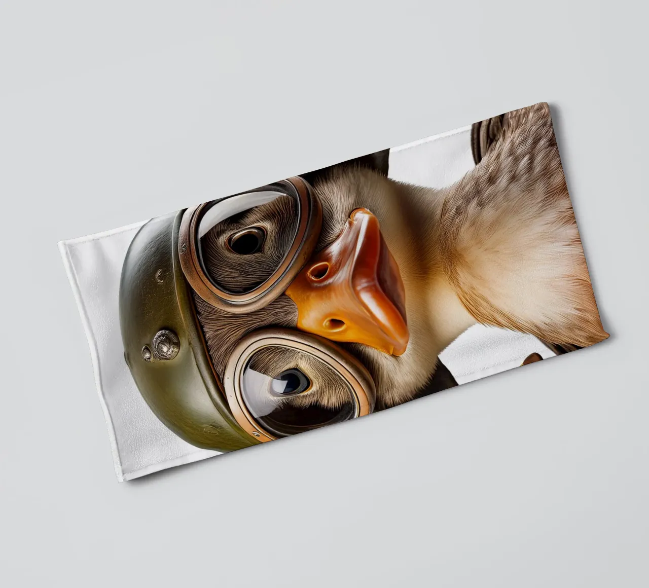 Daring Duck with Helmet Wall Art – Unique and Playful Decor towel by FlexiDesignsByK