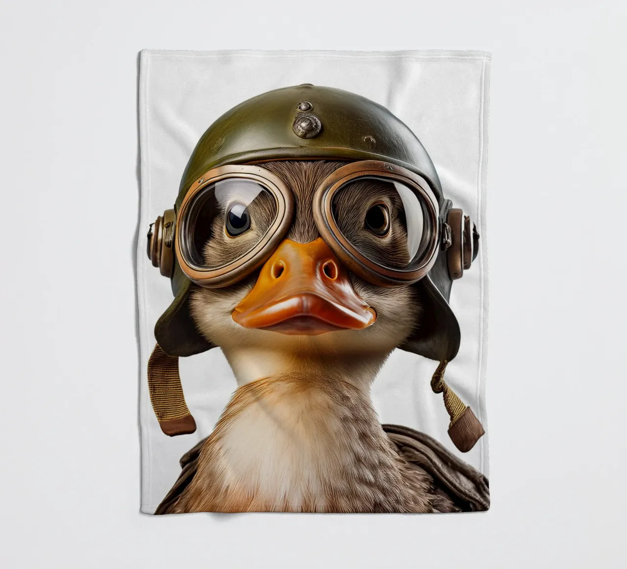 Daring Duck with Helmet Wall Art – Unique and Playful Decor fleece blanket by FlexiDesignsByK
