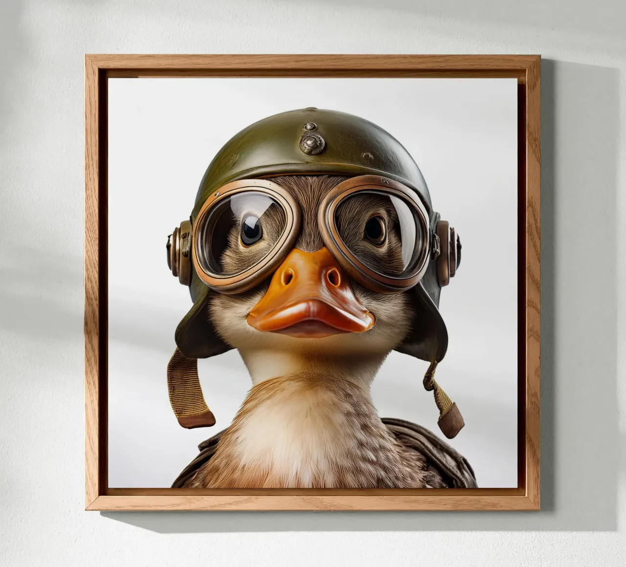 Daring Duck with Helmet Wall Art – Unique and Playful Decor alu-dibond by FlexiDesignsByK
