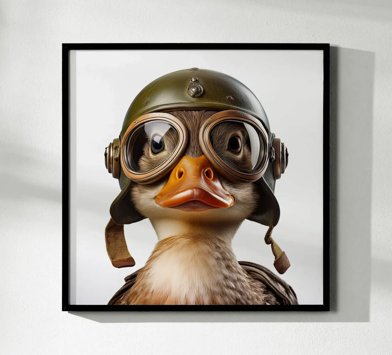 Daring Duck with Helmet Wall Art – Unique and Playful Decor hahnemühle by FlexiDesignsByK