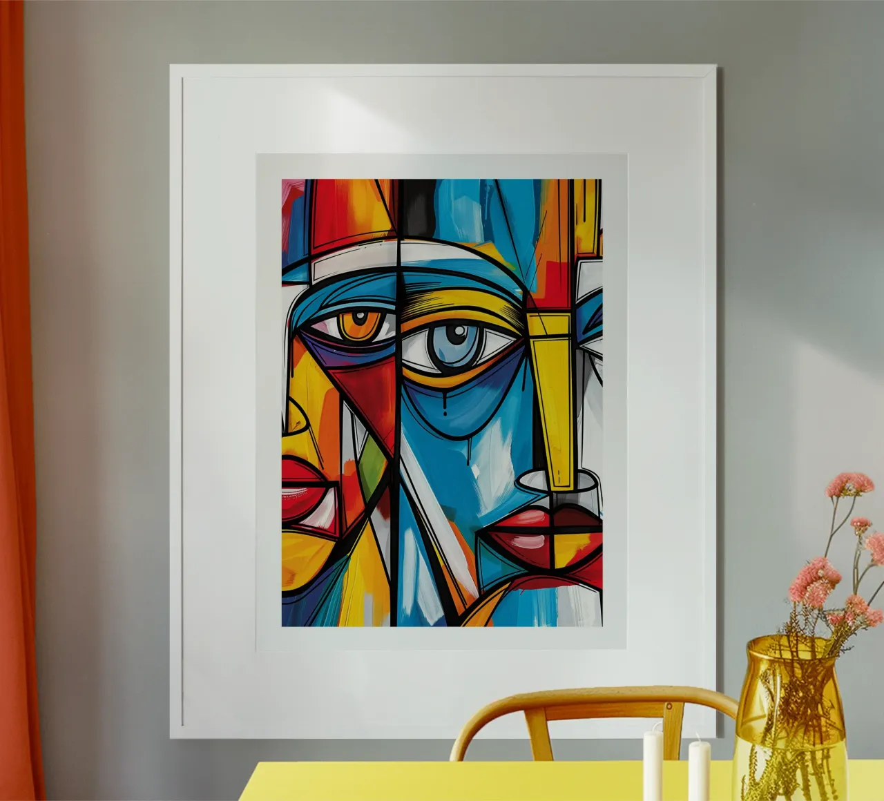 Volti astratti poster con telaio in legno da DWA