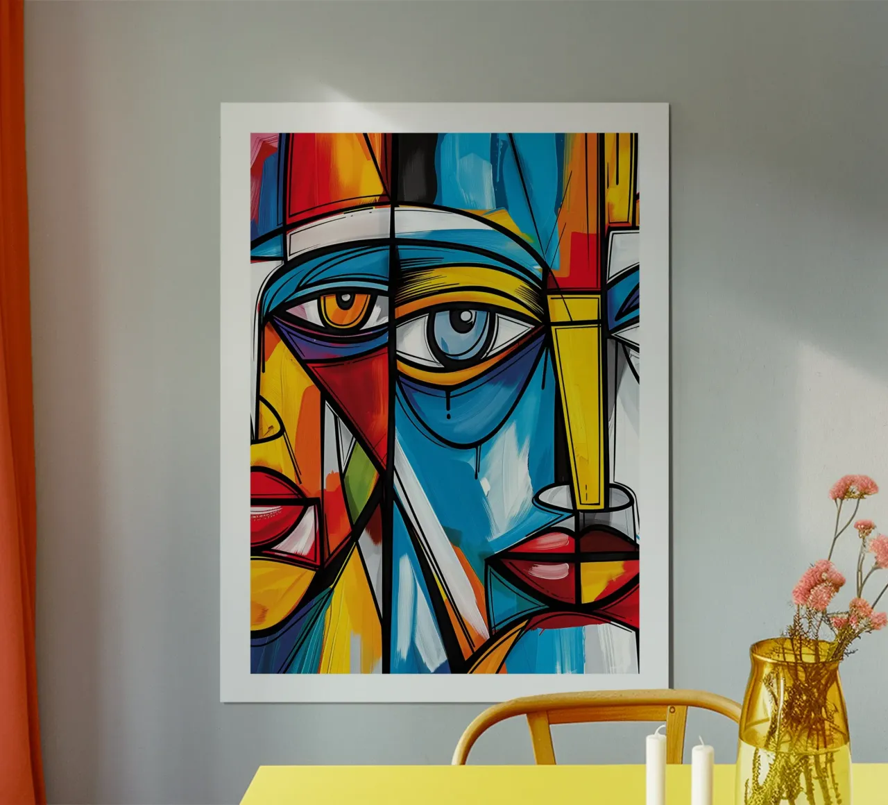 Volti astratti poster con telaio in legno da DWA
