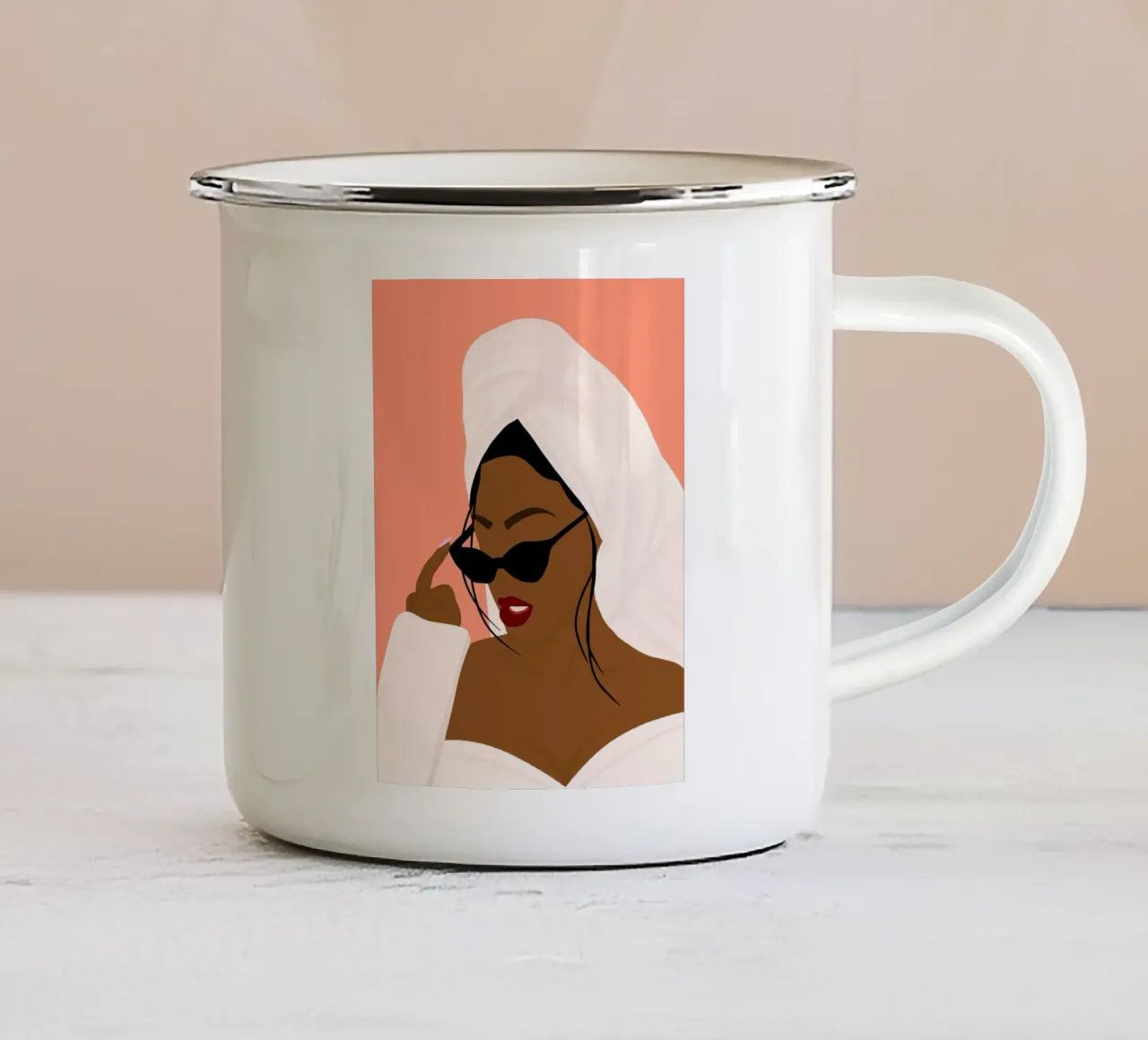Afro Idyllic taza de esmalte de Mathudace Créas