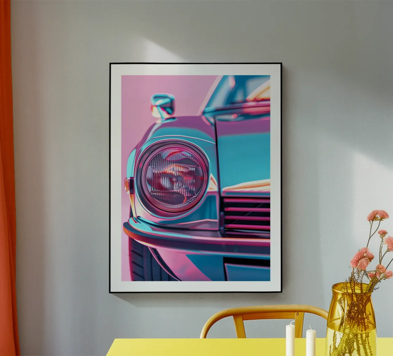 Auto retrò con effetto neon plexiglass da DWA
