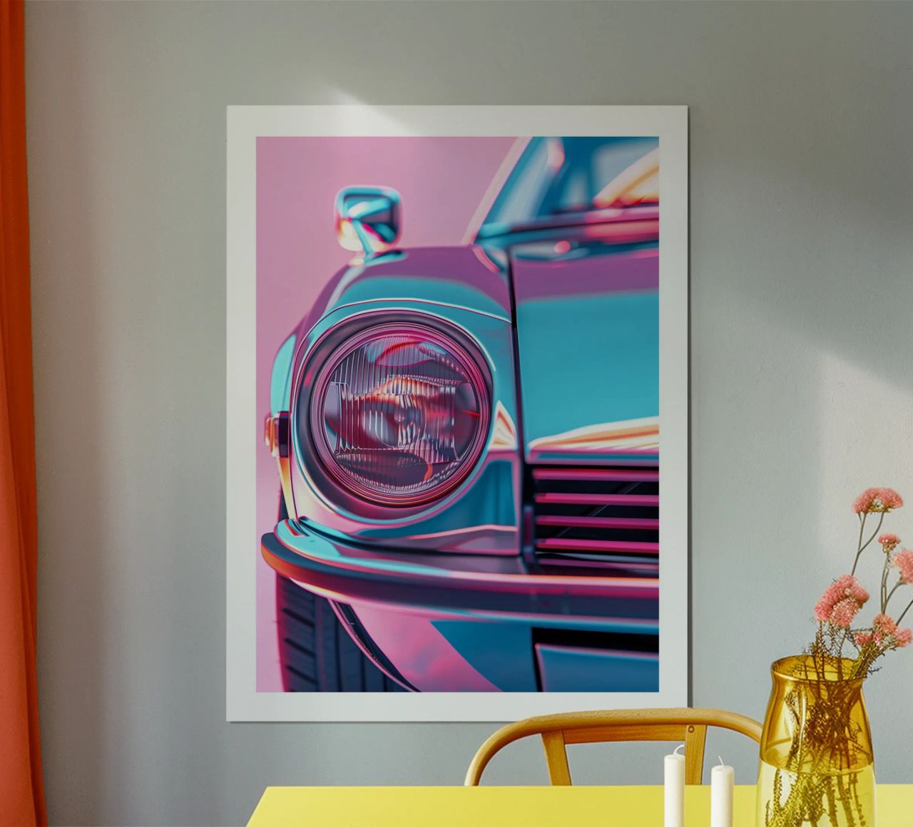 Voiture Rétro avec Effet Néon poster de DWA