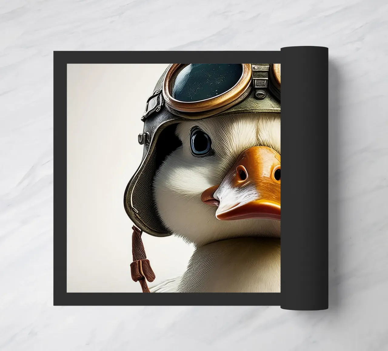 Charming Duck in Aviator Helmet – Unique Animal Wall Art doormat by FlexiDesignsByK