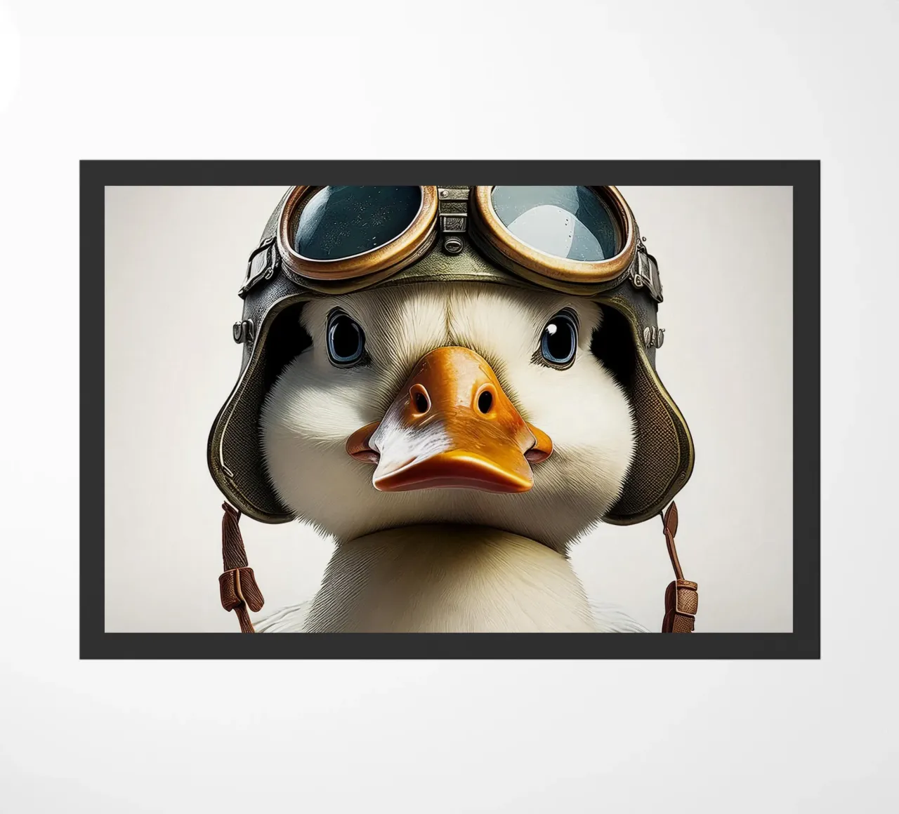 Charming Duck in Aviator Helmet – Unique Animal Wall Art doormat by FlexiDesignsByK
