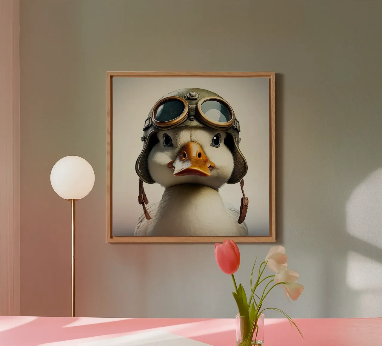 Charming Duck in Aviator Helmet – Unique Animal Wall Art forex plate by FlexiDesignsByK