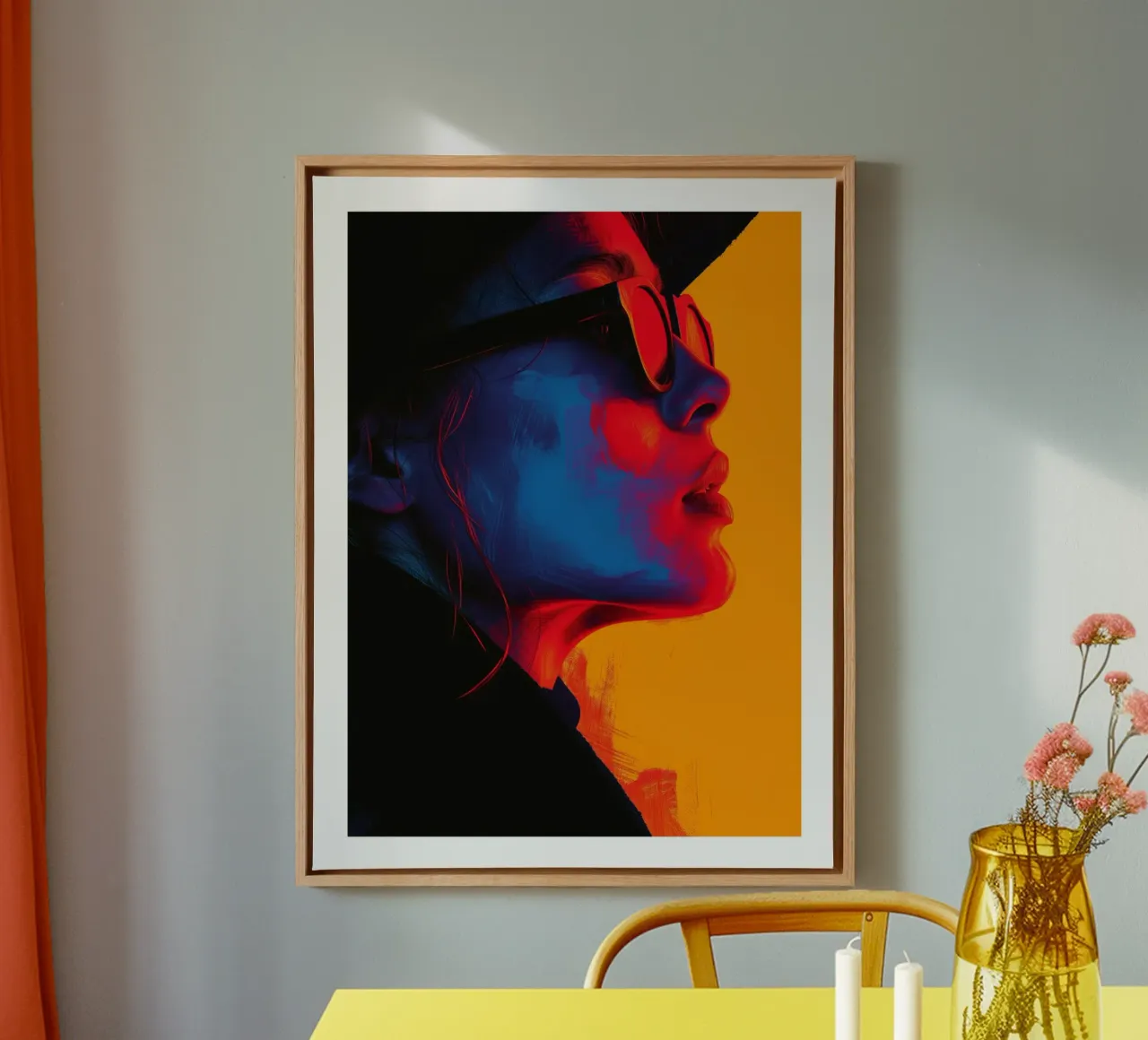 Abstract Portrait with Glasses canvas with Floater frame by DWA