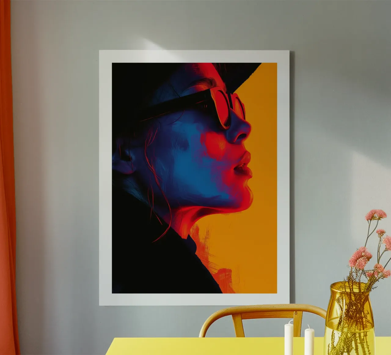 Abstract Portrait with Glasses canvas with Floater frame by DWA