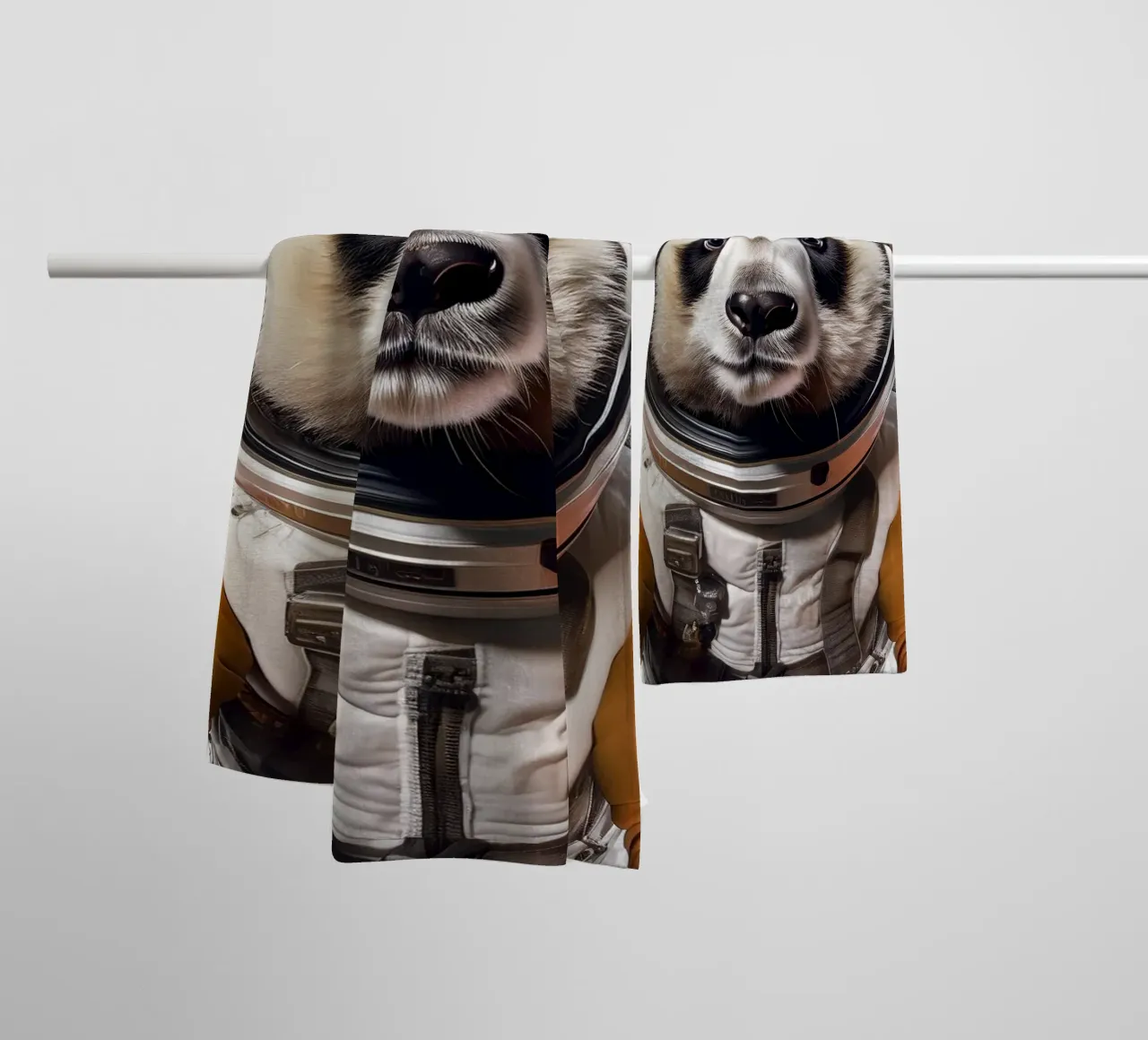 Adventurous Panda Astronaut – Space-Themed Wall Art towel by FlexiDesignsByK