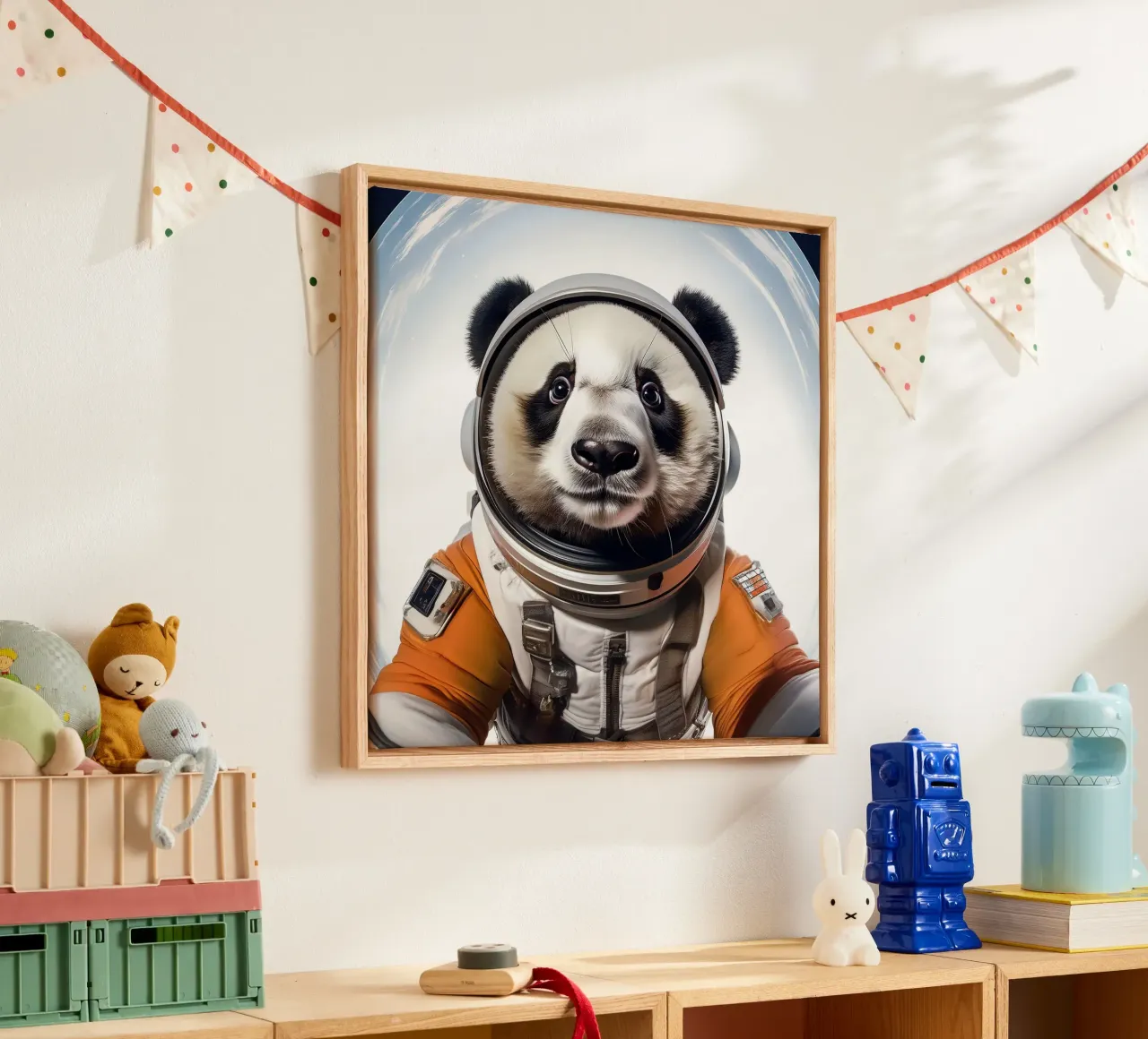 Adventurous Panda Astronaut – Space-Themed Wall Art canvas with Floater frame by FlexiDesignsByK