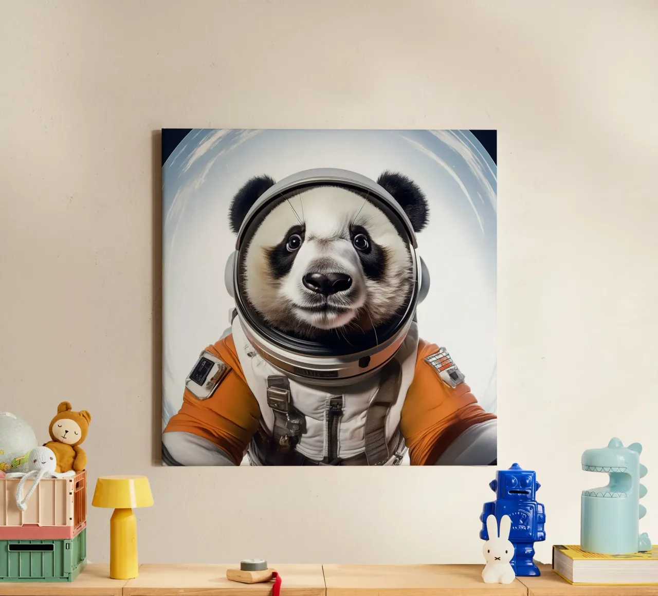 Adventurous Panda Astronaut – Space-Themed Wall Art canvas with Floater frame by FlexiDesignsByK