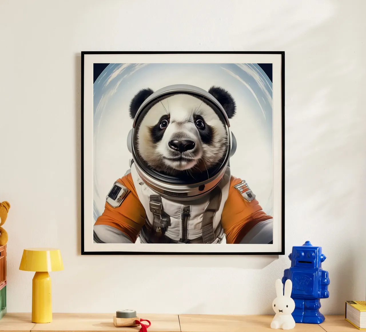 Adventurous Panda Astronaut – Space-Themed Wall Art poster by FlexiDesignsByK