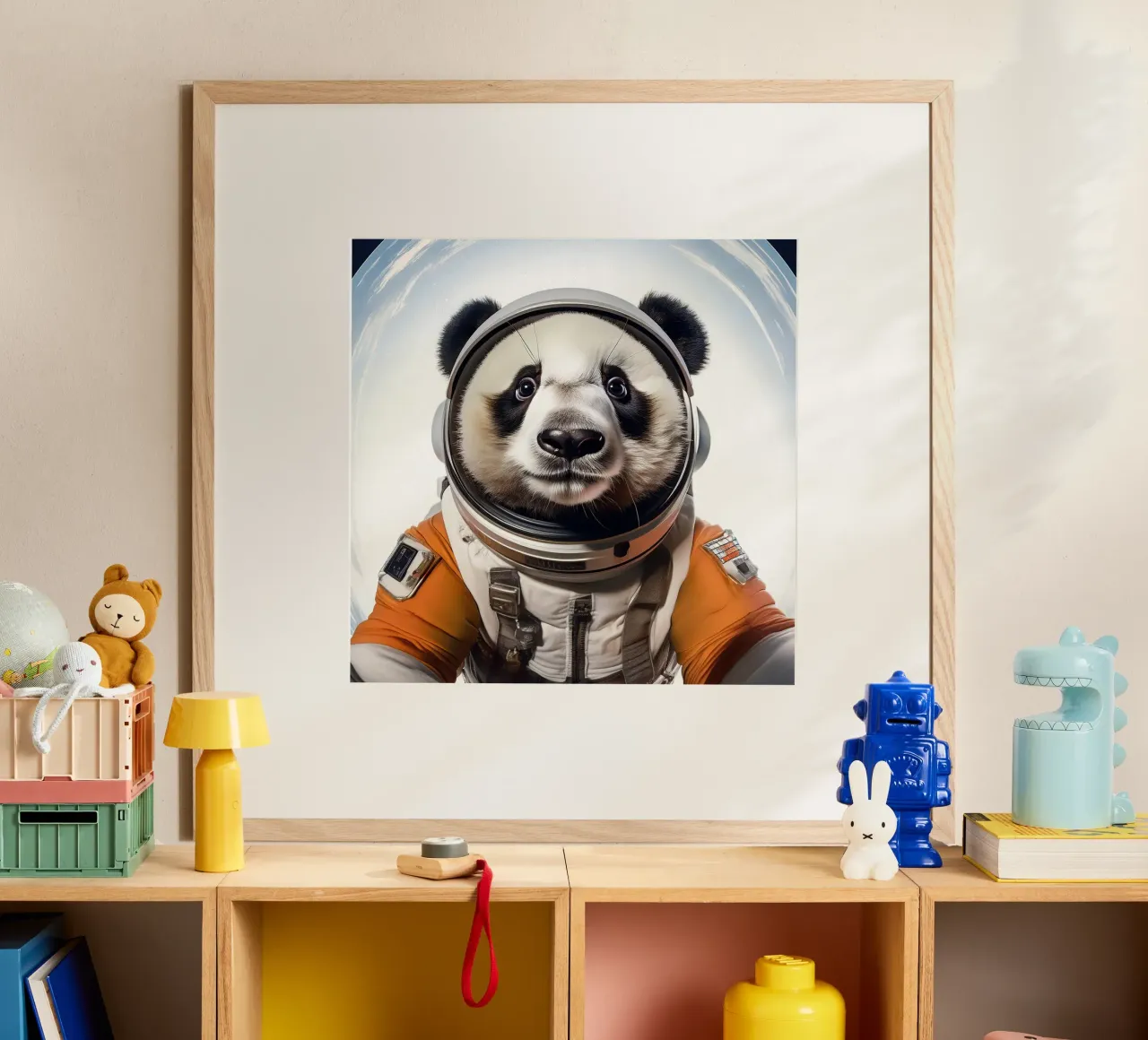 Adventurous Panda Astronaut – Space-Themed Wall Art poster by FlexiDesignsByK