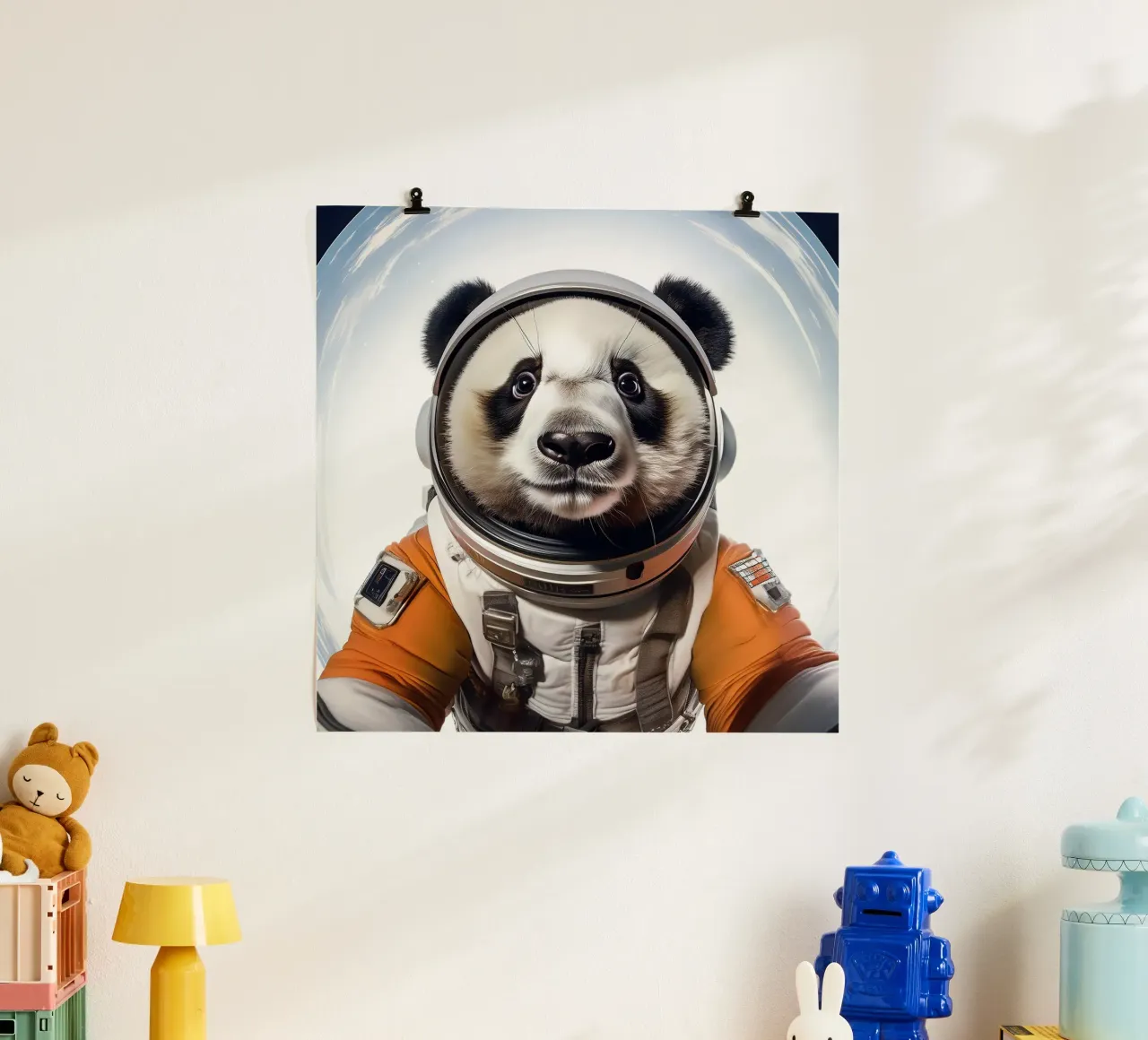 Adventurous Panda Astronaut – Space-Themed Wall Art poster by FlexiDesignsByK