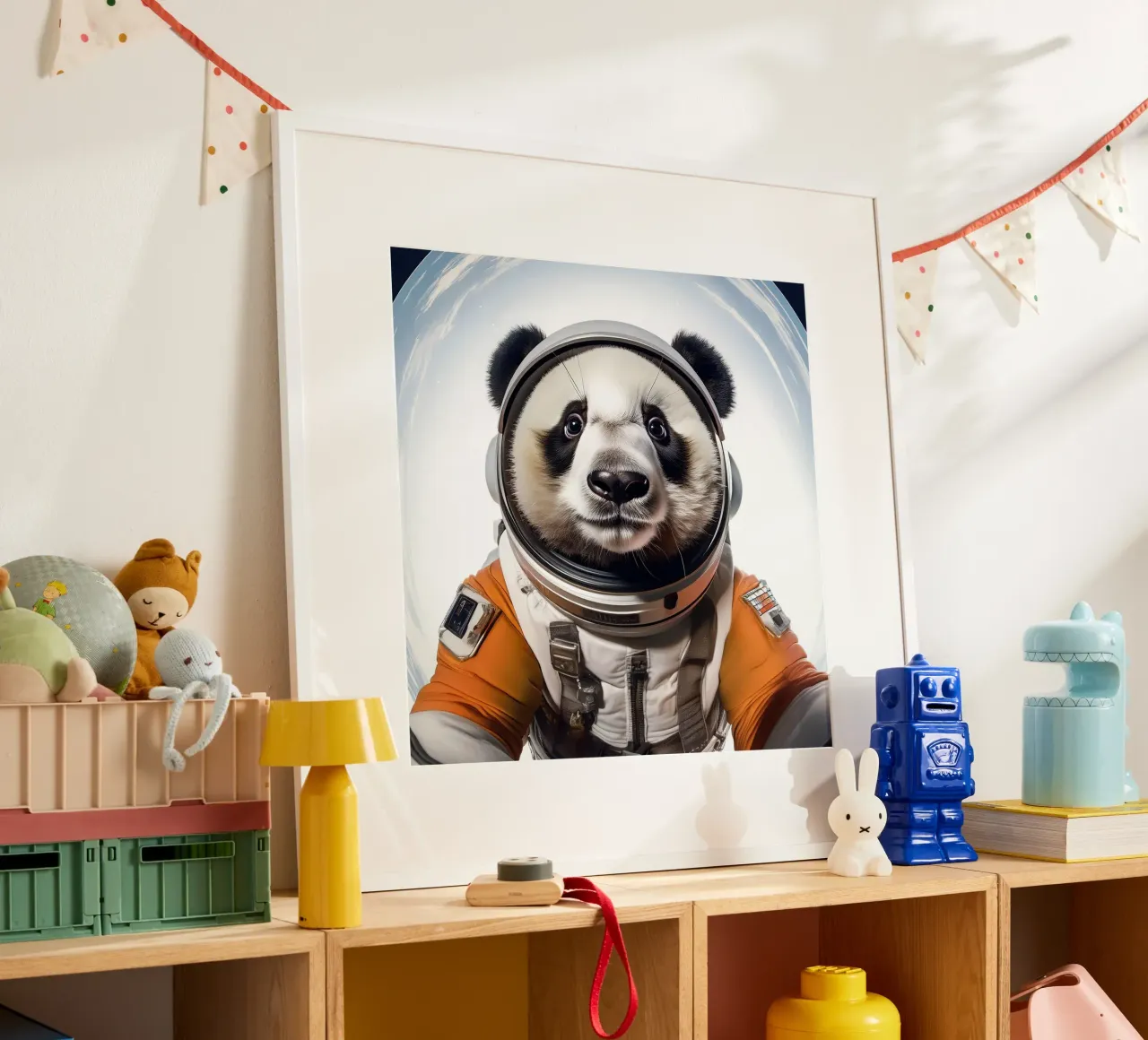 Adventurous Panda Astronaut – Space-Themed Wall Art poster by FlexiDesignsByK
