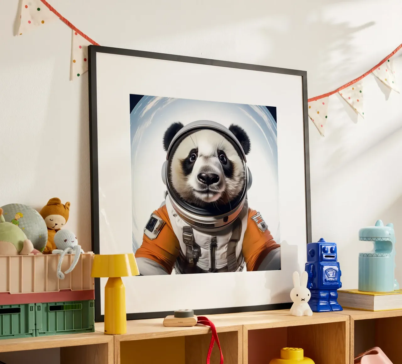 Adventurous Panda Astronaut – Space-Themed Wall Art poster by FlexiDesignsByK