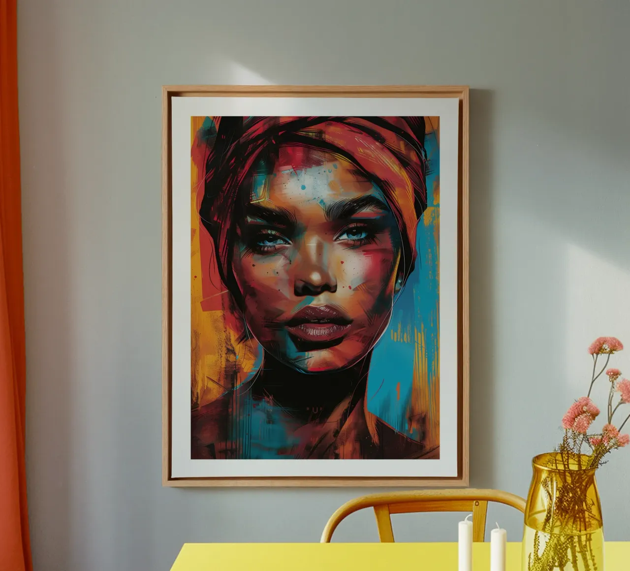 Femme avec un Foulard toile avec Caisse américaine de DWA