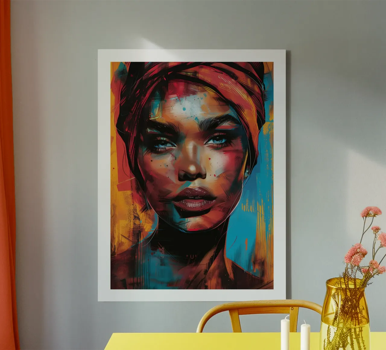 Femme avec un Foulard toile avec Caisse américaine de DWA