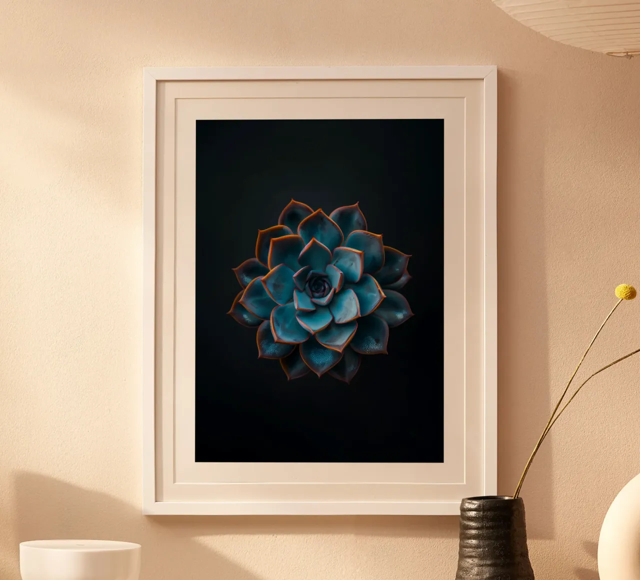 Succulente blu su sfondo scuro poster da DWA