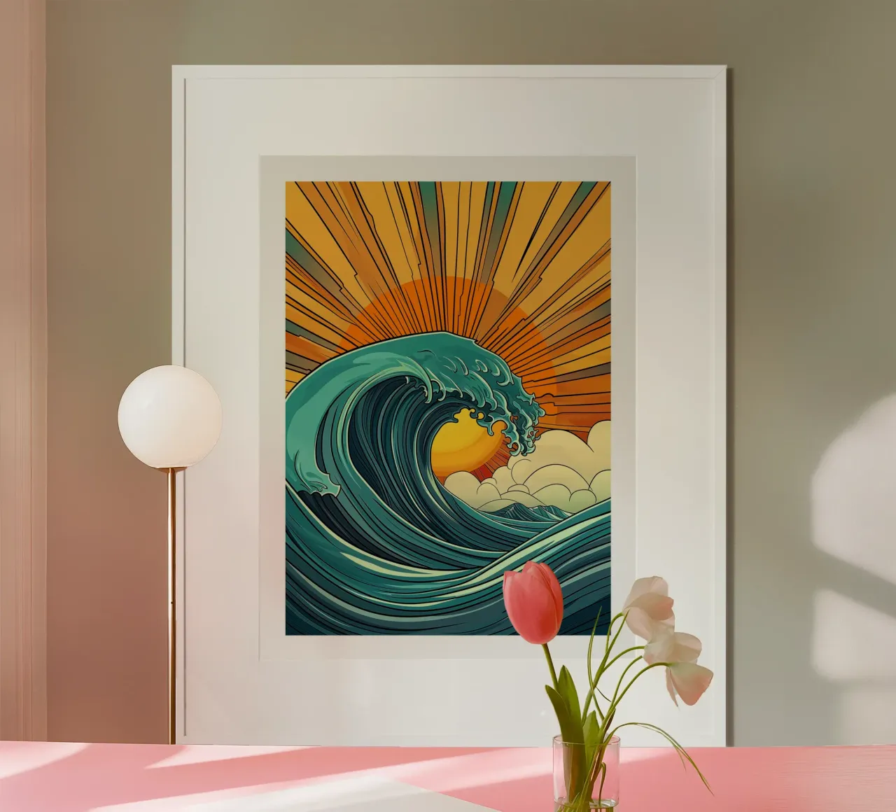 Ozeanische Welle in der Abenddämmerung Poster von DWA